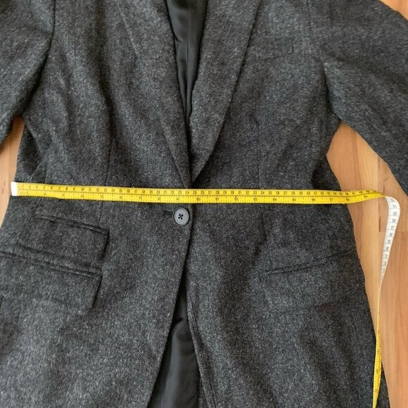 Lauren Ralph Lauren Womens 10 Single Breasted Long Jacket Black Gray Wool Tweed - Picture 11 of 15